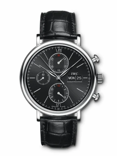 IWC Portofino Chronograph Stainless Steel / Black / Alligator IW3910-29 (IW391029)